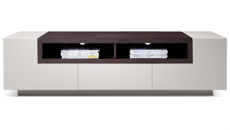 JandM Furniture TV Table - Grey Gloss & Brown Oak