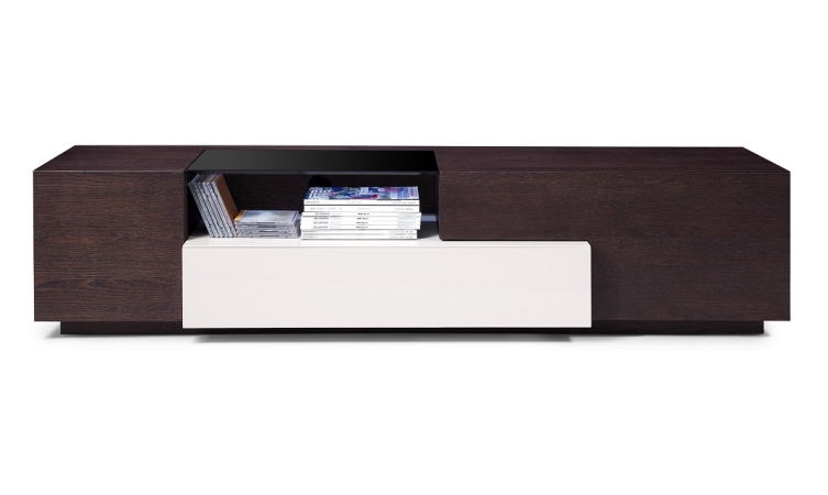 JandM Furniture TV Table - Brown Oak & Grey Gloss