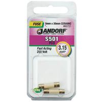 Ceramic Fuse, S501 Series, Fast-Acting, 3.15A, 250V AC