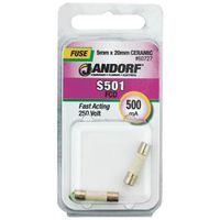 Ceramic Fuse, S501 Series, Fast-Acting, 0.5A, 250V AC