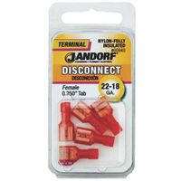 Disconnect Terminal, 22 to 18 AWG Wire, Nylon Insulation, Copper Contact, Red