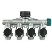 AY4FFM Aluminum 4-Way Manifold - Silver - Heavy-Duty Design - Enhanced Water Flow