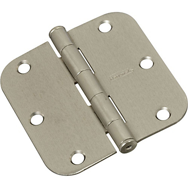Door Hinge, Steel, Satin Nickel, Full-Mortise Mounting