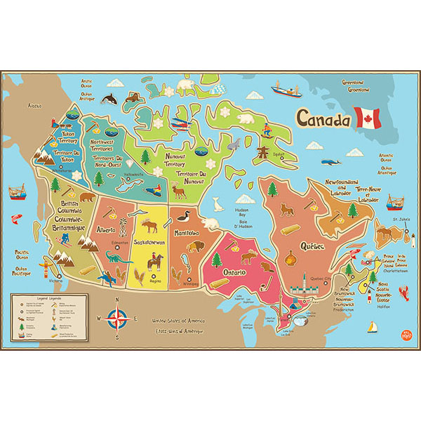 Picture of Brewster Home Fashions WPE1391 Kids Canada Dry Erase Map Decal - 24 in.