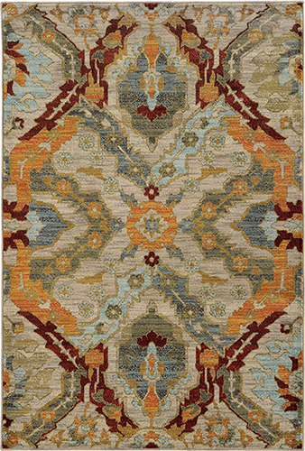 Oriental Weavers Sedona 6357A 10x13 Rectangle - Beige/ Orange-Nylon/PolyP
