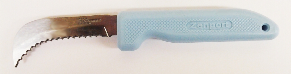 Zenport K104-B Blue Handle Harvest Utility Knife 3 in. Stainless Deep Serration