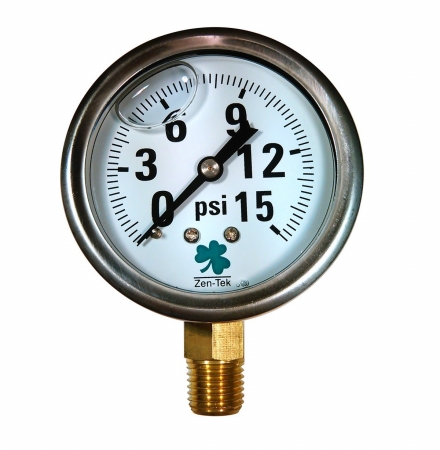 Picture of Zenport LPG15-10PK Liquid Glycerin Filled Pressure Gauge 0-15 Psi- Box of 10