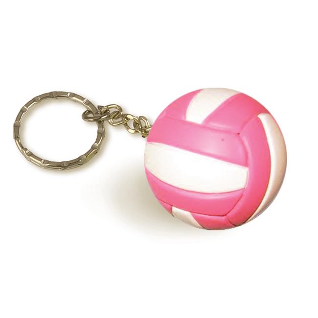 Tandem Sport TSKEYPKWHVBALL Volleyball Pink and White Key Chain