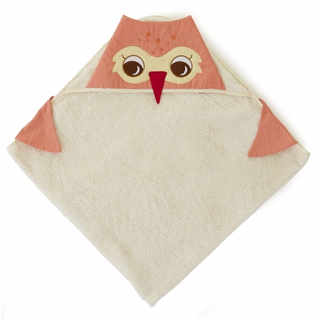 Picture of Little Acorn F13T08 Baby Orange Owl Bath Wrap