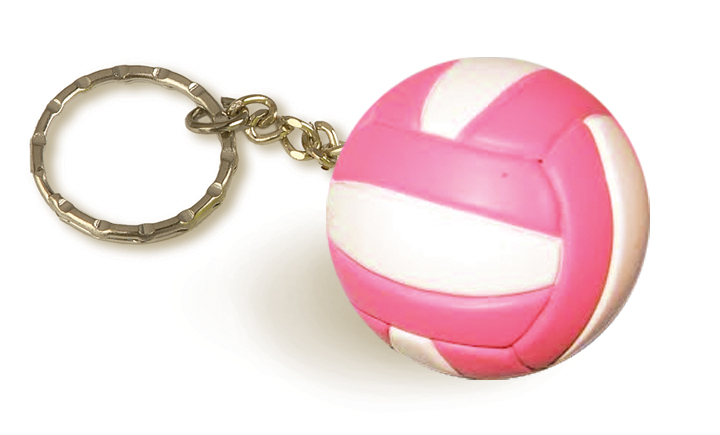 Picture of Tandem Sport TSKEYPKWHVBALL Volleyball Pink and White Key Chain