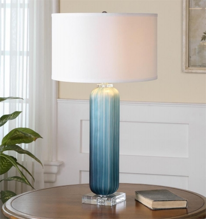 Picture of 212 Main 26193-1 Caudina Frosted Blue Glass Lamp