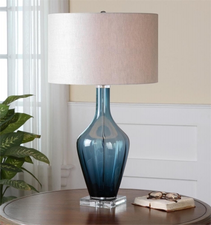 Picture of 212 Main 26191-1 Hagano Blue Glass Table Lamp
