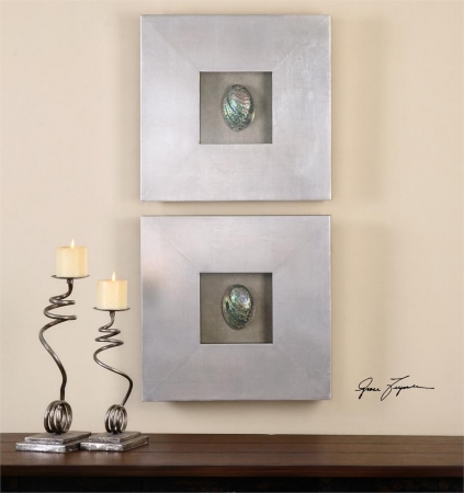 Picture of 212 Main 14544 Abalone Shells Silver Wall Art  Set of 2