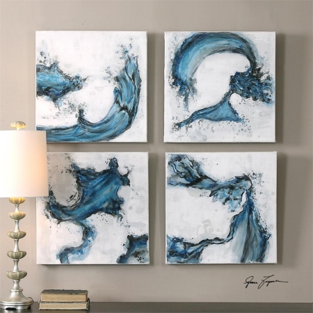 Picture of 212 Main 35324 Swirls In Blue Abstract Art  Set of 4