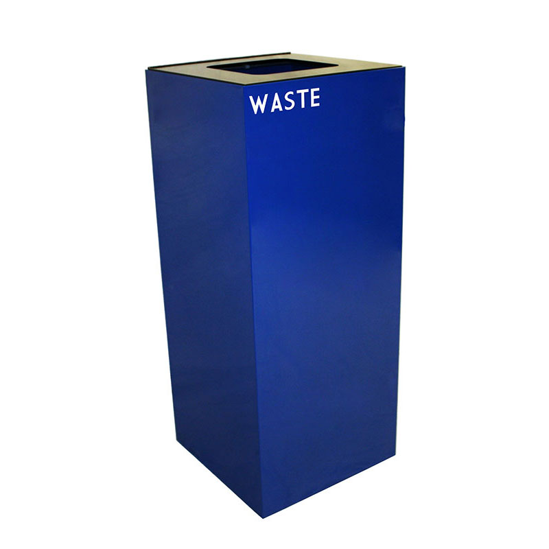 Witt 36GC03-BL 36 gal Indoor Decorative Trash Can - Metal, Blue, Square Opening