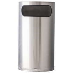 Side Entry Half Round Waste Receptacle - 9 Gallon, Stainless Steel