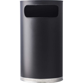 Side Entry Half Round Waste Receptacle - 9 Gallon- Black