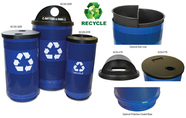 Recycling Hood Top Lid 2 Round Opening - Black