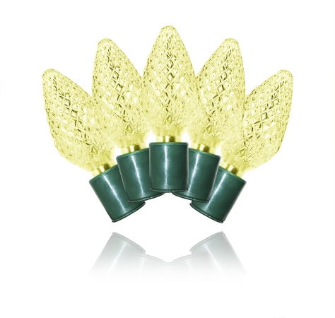 C9 Warm White LED Light Set With In-Line Rectifer On Green Wire