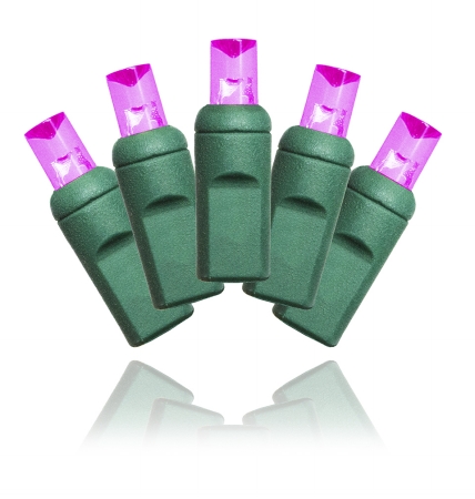 5 mm. Conical LED Pink 70 Lights Green Wire 22 Gauge 4 in. Spacing