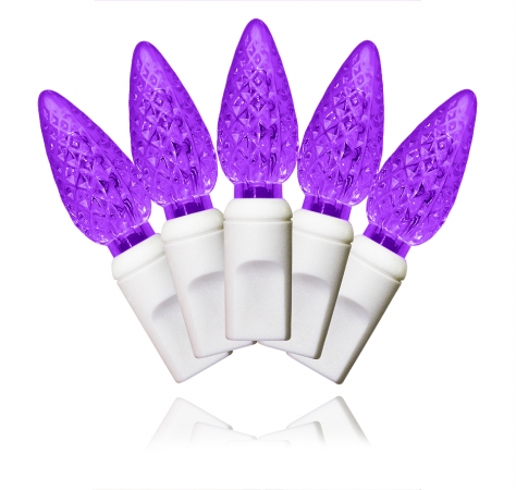 S-70C6PU-4W Purple LED Light Set With Inline Rectifer On White Wire
