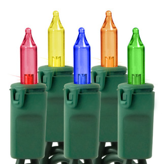 Queens of Christmas Mini-20-50-6-M MiniLights Incandescent Multi-color 50 Lights Green Wire 20 Gauge 6in Spac