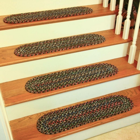Picture of Rhody Rug KA33A008X028-13 Katie Multi Braided Stair Tread- Brown - Set Of 13