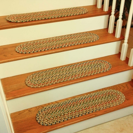 Picture of Rhody Rug KA53A008X028-13 Katie Multi Braided Stair Tread- Camel - Set Of 13