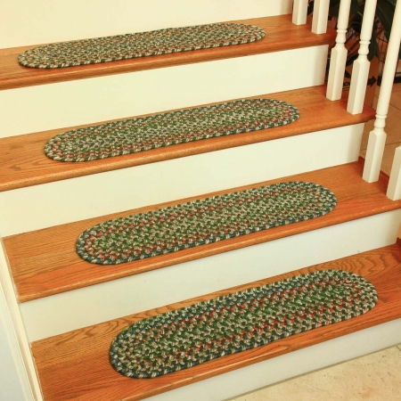 Picture of Rhody Rug KA63A008X028-13 Katie Multi Braided Stair Tread- Sage - Set Of 13
