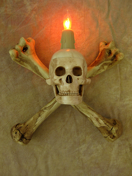 Skull & Humerus Bone Wall Scone With 3 in. Skull