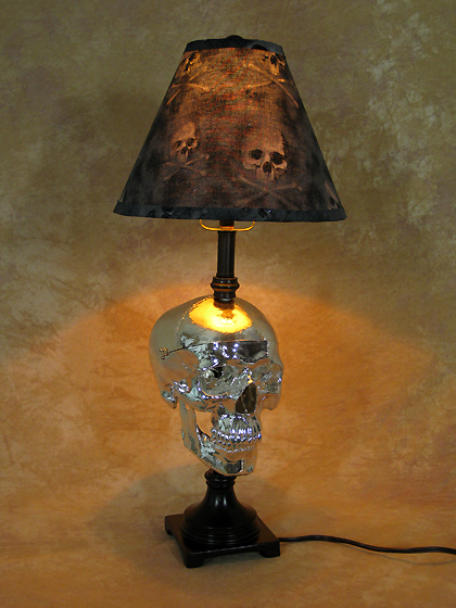 LAMP-500 Chromed Skull Desk Lamp With Bone Shade