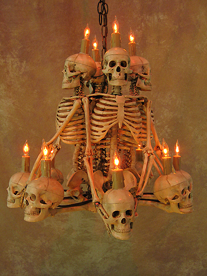 Skeleton Chandelier - Four Medium Skeletons - Black