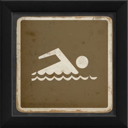 17938 Swimming Sign Brown Ready to Hang Artwork