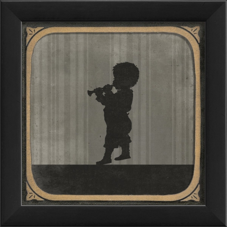 18527 Silhouette Boy Playing Horn Ready to Hang Artwork