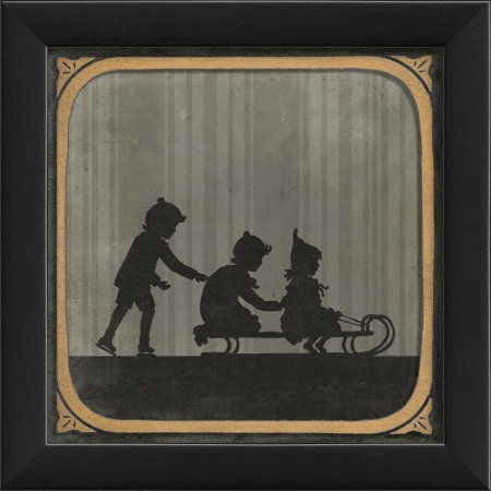 18529 Silhouette Children Sledding Ready to Hang Artwork -  The Artwork Factory