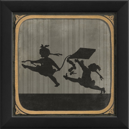 18530 Silhouette Girls with Kite Ready to Hang Artwork
