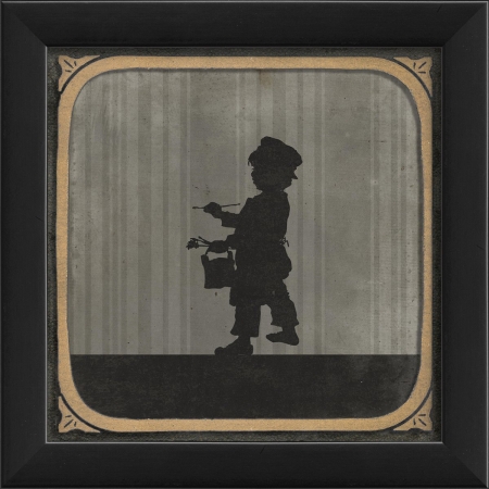 18534 Silhouette Little Boy Painting Ready to Hang Artwork