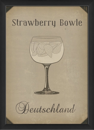 18759 European Drink Strawberry Bowle Ready to Hang Artwork