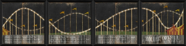 4-Panel Roller Coaster Ready to Hang Artwork- Black