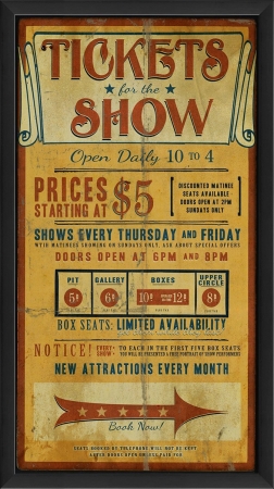 18935 Tickets for the Show Ready to Hang Artwork