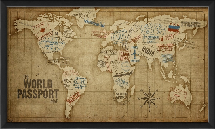 18995 World Passport Map Ready to Hang Artwork