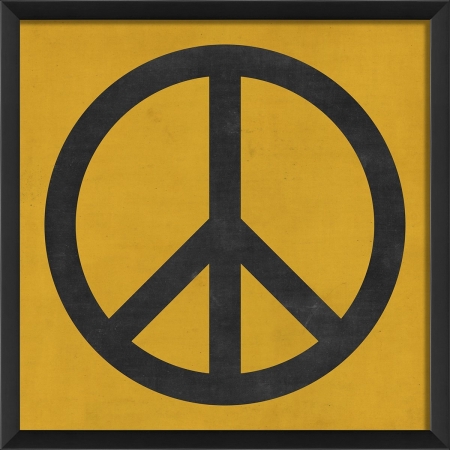 19376 Peace Black on Yellow Ready to Hang Artwork