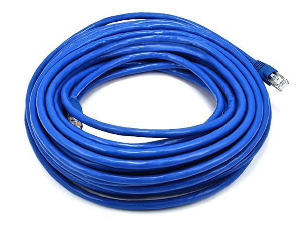5905 50 ft. 24 AWG Cat6A 500 Mhz. STP Bare Copper Ethernet Network Cable - Blue -  Monoprice