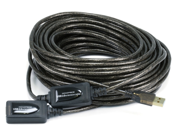 USB 2 A Male to A Female Active Extension & Repeater Cable - 65 ft.