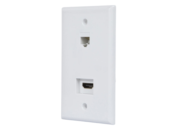 Recessed HDMI Wall Plate - White - Single Pack - High-Speed HDMI & RJ45 Coupler