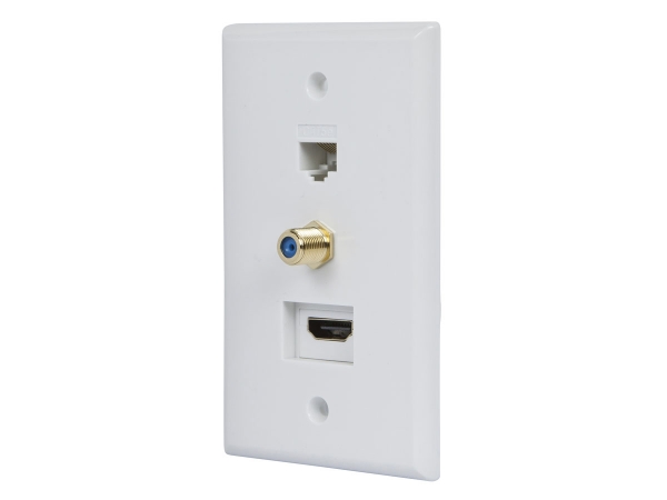 Recessed HDMI Wall Plate - White - 1 Pack - Gold-Plated Connections
