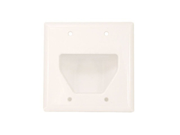 Picture of Monoprice 4001 2-Gang Recessed Low Voltage Cable Wall Plate - White