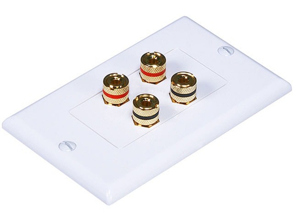 3325 High Quality Banana Binding Post Two-Piece Inset Wall Plate for 2 Speakers- Coupler Type -  Monoprice