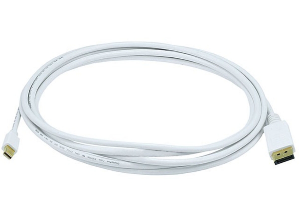 Picture of Monoprice 6008 32AWG Mini DisplayPort to DisplayPort Cable - White- 10 ft.