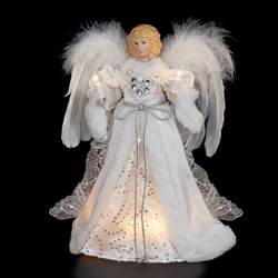 Picture of Kurt S. Adler UL1089 12 in.10-Light White and Silver Angel Treetop